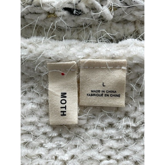 Moth By anthropologie crew neck metallic fringe‎ poncho sweater Size large - Picture 5 of 7